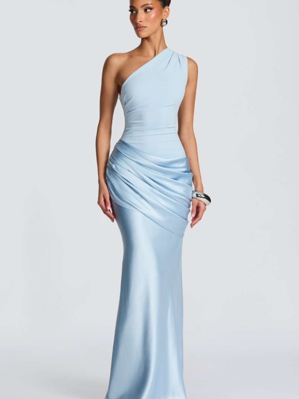 One-Shoulder Light Blue/ Brown Evening Gown sizes S, M, L